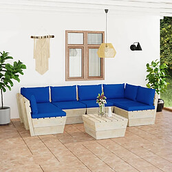 Maison Chic Salon de jardin palette 7 pcs avec coussins - Table et chaises d'extérieur - Mobilier/Meubles de jardin Moderne épicéa imprégné -MN66260