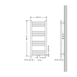 ECD Germany Radiateur Porte Serviettes mural Radiateur Sèche-serviettes droit 400 x 800 mm blanc avec connexion centrale