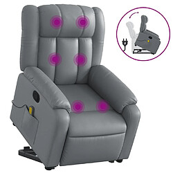 Maison Chic Fauteuil Relax pour salon, Fauteuil inclinable de massage Gris Similicuir -GKD70665