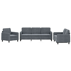 Maison Chic Ensemble de canapés 3 pcs, Canapé droit Sofa pour Salon gris foncé velours -GKD422162