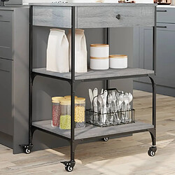 Maison Chic Desserte de cuisine | Chariot de cuisine | Meuble de rangement roulant sonoma gris 60x48x89,5 cm bois d'ingénierie -GKD28601