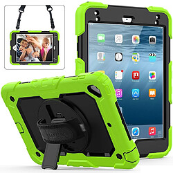 Coque en TPU + Silicone avec béquille pivotante à 360 ° et sangle vert/noir pour votre Apple iPad mini (2019) 7.9 pouces/mini 4