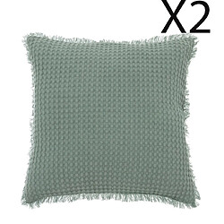 Pegane Lot de 2 coussins en coton coloris vert Céladon - Longueur 45 x Profondeur 10 x Hauteur 45 cm