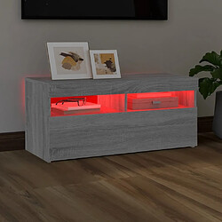 Maison Chic Meubles TV avec lumières LED - Banc TV pour salon Sonoma gris 90x35x40 cm -MN51845 pas cher