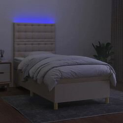 Avis vidaXL Sommier à lattes de lit et matelas et LED Crème 80x200cm Tissu