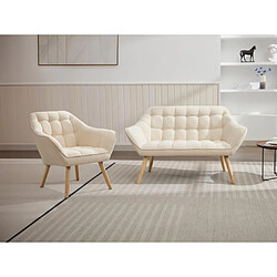 Vente-Unique Canapé 2 places et fauteuil en tissu beige CASERTA