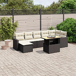 vidaXL Salon de jardin 8 pcs avec coussins noir résine tressée