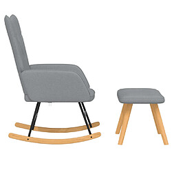 Avis vidaXL Chaise à bascule avec tabouret Gris clair Tissu