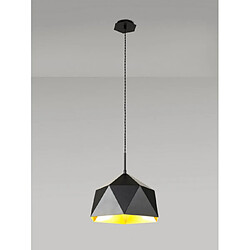 Avis Luminaire Center Suspension 1 ampoule Noir mat,intérieur en or