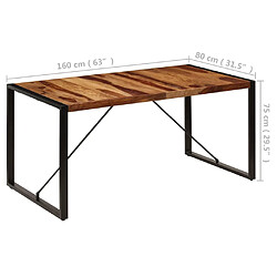 vidaXL Table de salle à manger 160x80x75 cm Bois de Sesham massif pas cher