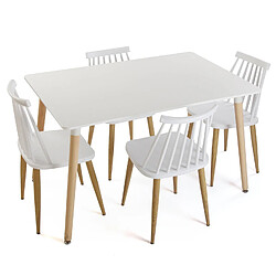 Versa Table à manger pour Cuisine, Terrasse, Jardin ou Salle à manger Meera 120x80x73cm,Bois, Blanc pas cher