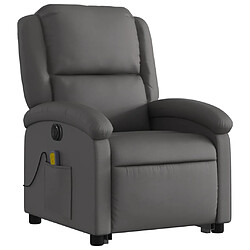 Avis vidaXL Fauteuil inclinable de massage électrique gris cuir véritable