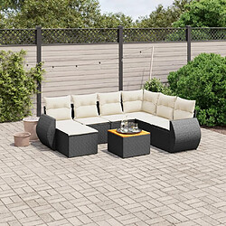 Maison Chic Ensemble Tables et chaises d'extérieur 8 pcs avec coussins,Salon de jardin noir résine tressée -GKD339043