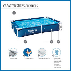 Avis Piscine Démontable Rectangulaire Bestway Steel Pro 221x150x43 cm Capacité de 1.200 Litres Couleur Bleu