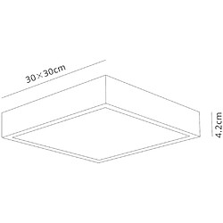 Inspired LED 30cm carré, Downlight monté en surface, 30W, 3000K, 2550lm, blanc mat, acrylique givré