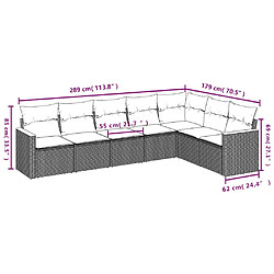 Avis vidaXL Salon de jardin 7 pcs avec coussins noir résine tressée