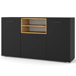 Bestmobilier Leolio - buffet bas - noir et bois - 151 cm