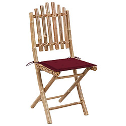 vidaXL Chaises pliables de jardin lot de 2 avec coussins Bambou