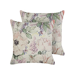 Beliani Lot de 2 coussins ZAHRIYE 45 x 45 cm Floral Violet