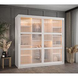 Abiks Meble Armoire Flutes à Portes Coulissantes 200/180/62 2 Portes (blanc)