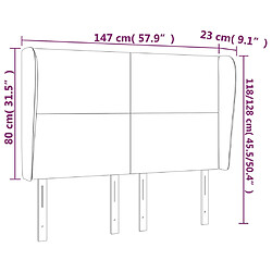 Acheter vidaXL Tête de lit avec oreilles Gris foncé 147x23x118/128 cm Tissu