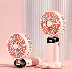 (Rose) Mini Ventilateur Polyvalent À 5 Vitesses Avec Écran LED-Ventilateur Portable Intérieur / Extérieur Rechargeable Par USB, Pliable, À Commande Tactile