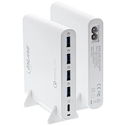 Bloc d'alimentation pour ordinateur portable InLine® Quick Charge 3.0 USB, 4x USB A + USB Type-C, 80W, blanc