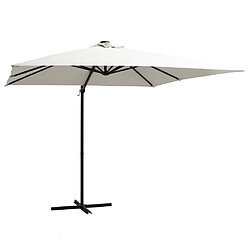 ComfortXL Parasol Déporté Avec LED Et Mât En Acier 250x250 Cm Sable