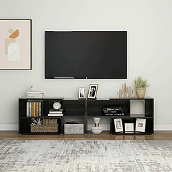 Avis Maison Chic Meuble TV scandinave - Banc TV pour salon Noir brillant 149x30x52 cm Aggloméré -MN68808