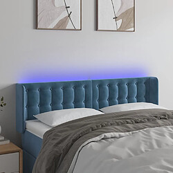 Maison Chic Tête de lit scandinave à LED,meuble de chambre Bleu foncé 147x16x78/88 cm Velours -MN94988