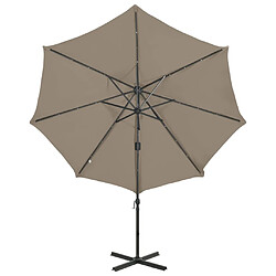 Acheter ComfortXL Parasol Déporté Avec Mât Et Lumières LED Taupe 300 Cm