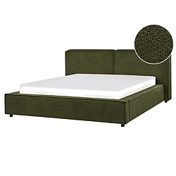 Beliani Lit double 160 x 200 cm en bouclé vert LINARDS 