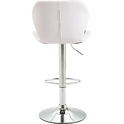 Decoshop26 Tabouret de bar x1 avec coutures décoratives en forme de losanges en PVC blanc et métal chromé 10_0004645 pas cher