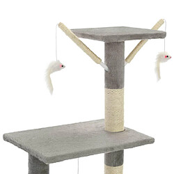 Helloshop26 Arbre à chat griffoir grattoir niche jouet animaux peluché en sisal 138 cm gris 3702036 pas cher