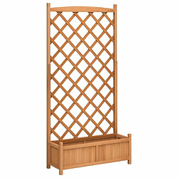 Maison Chic Jardinière,Bac à fleurs avec treillis - pot de fleur marron bois massif de sapin -GKD69752