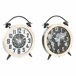 Horloge de table DKD Home Decor 41 x 6,5 x 52,5 cm Verre Naturel Noir Blanc Fer Vintage Bois MDF (2 Unités) 