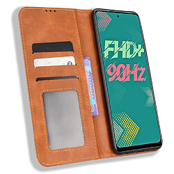 Etui en PU texture rétro, auto-absorbé magnétique avec support pour votre Infinix Hot 11s/Hot 11s NFC 4G - marron