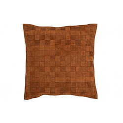 Dansmamaison Coussin Carre Petit Cuir Cognac