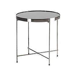 Beliani Table appoint noire et argentée ronde d 40 cm LUCEA