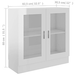 vidaXL Armoire à vitrine Blanc brillant 82,5x30,5x80cm Bois ingénierie pas cher