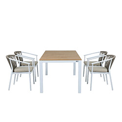 AXI Suvi Table et Chaises de Jardin, 4 Chaises BLANChes Polywood Aspect Teck, Marron/BLANC | Salon de Jardin/Table de Jardin en Polywood, Chaises Aluminium/polywood | Table Chaises Exterieur