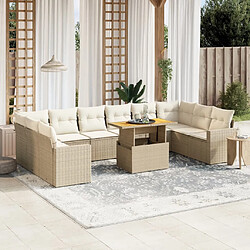 vidaXL Salon de jardin 11 pcs avec coussins beige résine tressée