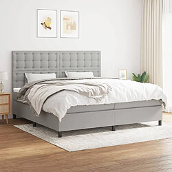 vidaXL Sommier à lattes de lit avec matelas Gris clair 200x200cm Tissu