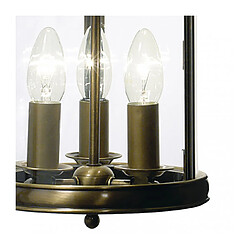 Avis Luminaire Center Suspension Lambeth laiton antique et verre 3 ampoules