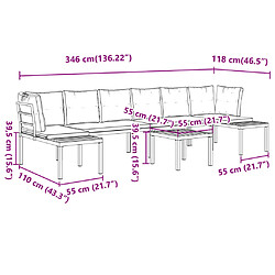 vidaXL Salon de jardin avec coussins 5 pcs noir acier enduit de poudre pas cher