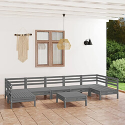 Maison Chic Salon de jardin 8 pcs - Table et chaises d'extérieur - Mobilier/Meubles de jardin Moderne Gris Bois de pin massif -MN73540