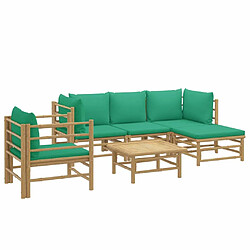 Avis Maison Chic Salon de jardin 6 pcs + coussins - Mobilier/Meubles de jardin - Table et chaises d'extérieur vert bambou -MN20977