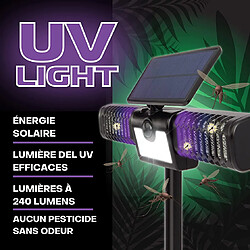 Lampe solaire bug MONSTER ZAPPER - VENTEO - Piège à nuisibles - Eclairage d'extérieur - Détecteur de mouvements - Panneau solaire - Lumière DEL UV - 140 lumens - 12h d'autonomie - Sans pesticide - Sans odeur pas cher