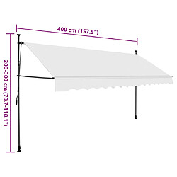 vidaXL Auvent manuel rétractable avec LED 400 cm Crème pas cher