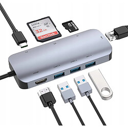 GUPBOO Adaptateur Hub Station 8 en 1 USB-C HDMI 4K RJ45 SD/TF PD,JL2732